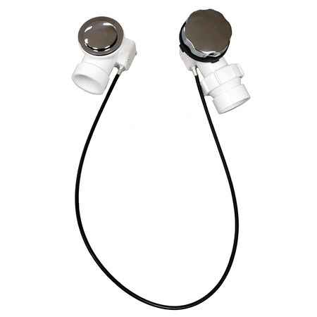 Jones Stephens Chrome Plated 27in. Cable Driven Bath Waste Kit, Tubular Half Kit, White Plastic P37512